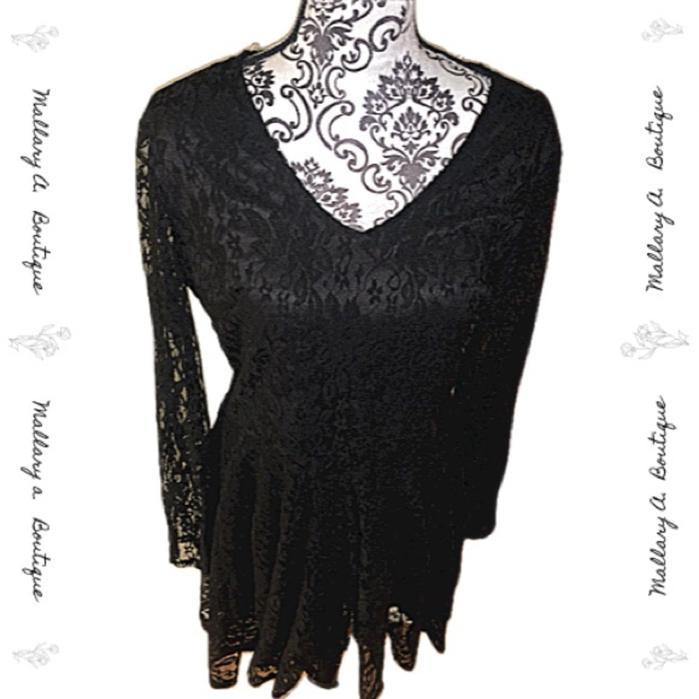 REWIND - Black- LACE LONG- SLEEVE MINI-DRESS~ NWT!!